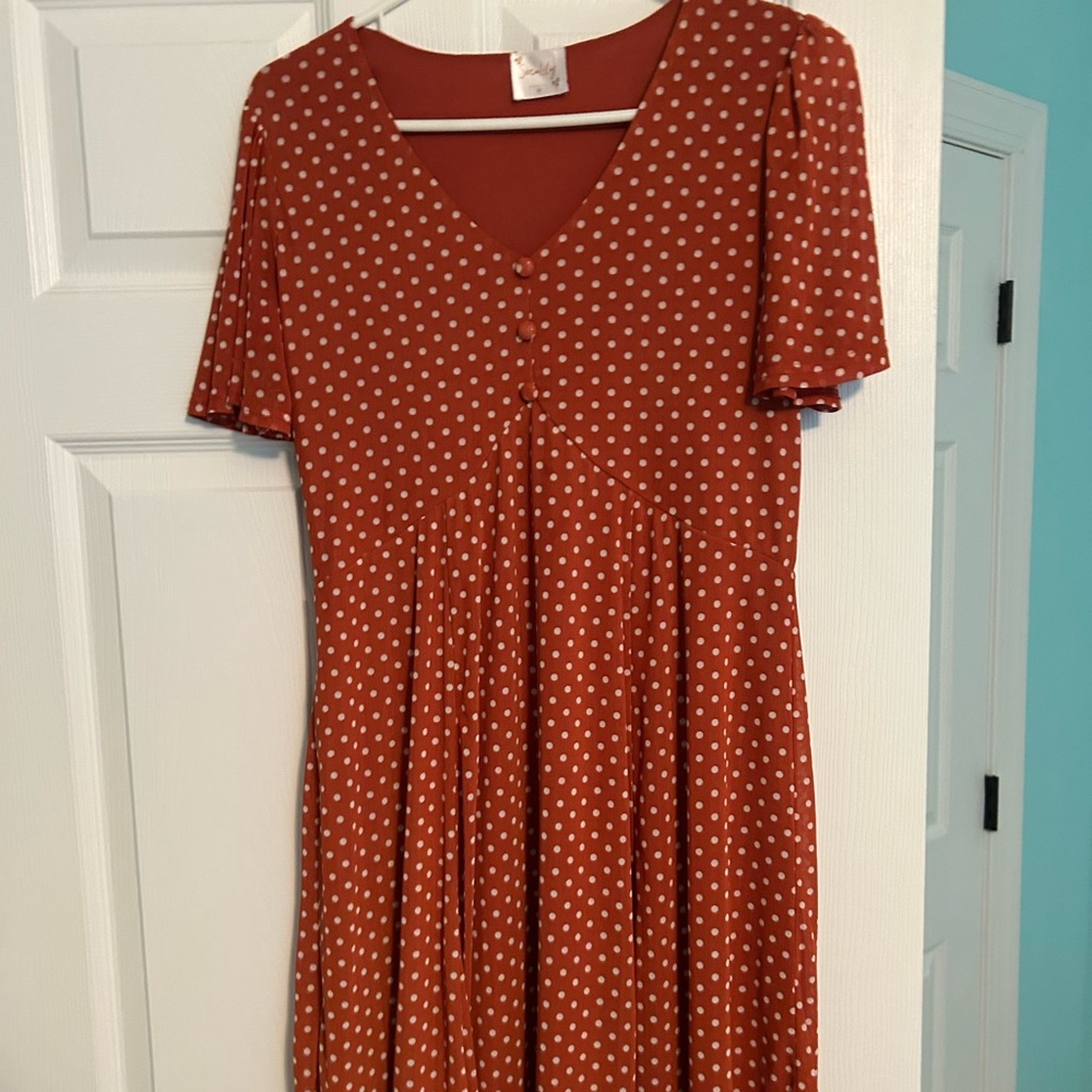 Orange and white short sleeve dress